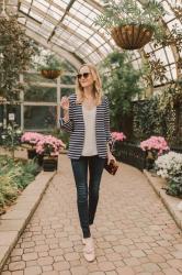 Pearls & Stripes: Transitional Look