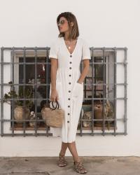 JAVEA: LINEN & BUTTONS DRESS