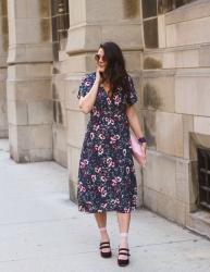 Dark Floral Wrap Dress