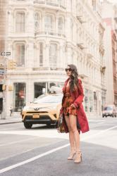 Spring Colors :: Red coat & Ruffle shorts
