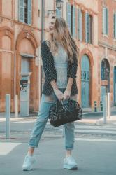 Americana de lunares & boyfriend jeans