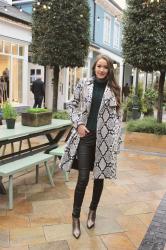 Elegant Winter Outfit :: Power of Patterned Coat and Metallic Boots