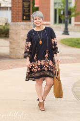 Navy & Orange Shift Dress for Spring