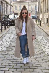 Mon manteau long et mon sac en osier noir zara…