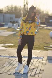yellow blouse with flowers | Shein spring time