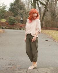 Blush Sweatshirt & Slouchy Pants: Transitional Phase