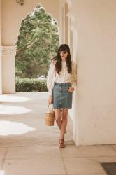 How to Wear a Denim Mini Skirt Over 30