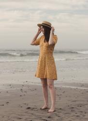 yellow dress at the beach