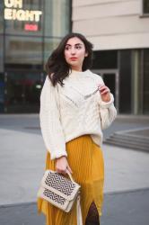 White Boots and Midi Skirt