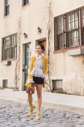 Perfect Spring Combo :: Yellow blazer & Ruffle lace