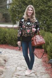 Black Embroidered Sweater & Thursday Moda Birthday Linkup 