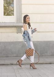 White Outfit With A Denim Jacket