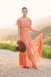 Two Piece Terracotta Skirt Set