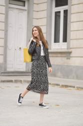 Dotted midi skirt