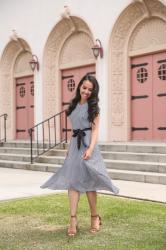 Summer Packing List: Gingham Dress and Packable Straw Tote