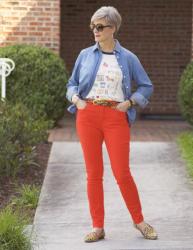 leapin’ leopard | red denim