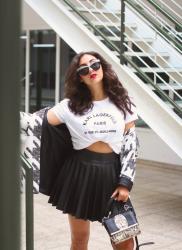 Karl Lagerfeld Shirt and Leather Skirt