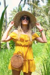 Rice Terrace in a yelow dress