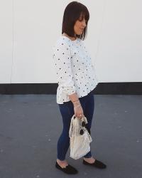 Sac Filet et Blouse à pois ♡