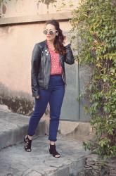 Look vintage : perfecto en cuir et jegging en jean