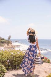 Petite Friendly Floral Maxi Skirt + Ruffle One Piece Swimsuit