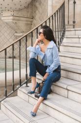 Friday in LA :: High waisted jeans & Striped bodysuit