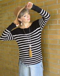 Striped Shirt and a Denim Skirt