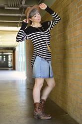 Striped Shirt and a Denim Skirt