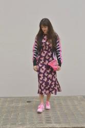 ♥ Mango Purple and Pink Floral Dress and Ganni Dee Sneakers ♥