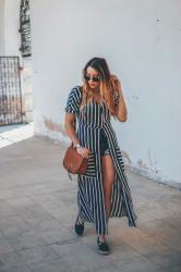 Vacay style - stripped shirt dress