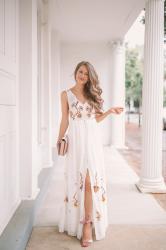 Embroidered White Dress