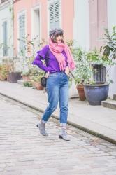 Purple Sweater and Colourful Houses