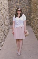 Knotted Tee + Blush Skirt 