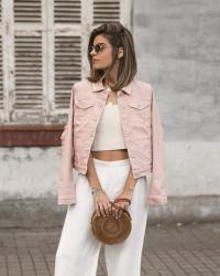 pink denim jacket