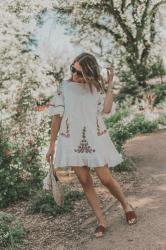 Boho Floral Embroidered Dress