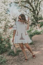 Boho Floral Embroidered Dress