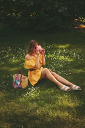 Outfit: day out in off shoulder dress and birkenstocks