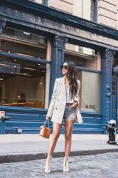 Fashion Secrets :: Striped blazer & Denim shorts
