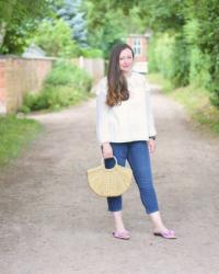 Lace Top And Cropped Jeans Outfit