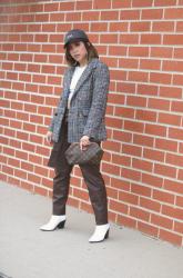 houndstooth and leather