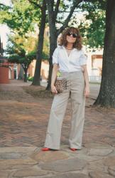 A Simple Work Outfit With Khaki Pants
