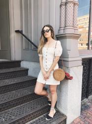 White Lace Button-up Dress in The Old Port 
