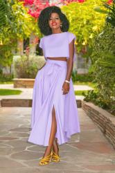 Crop Top + Belted High Waist Skirt