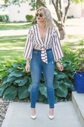 Striped Crop Top + High-waisted Madewell Denim.