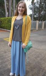 Colourful Cardigan and Maxi Skirt Outfits