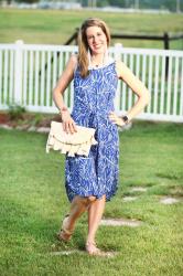 Thursday Fashion Files Link Up #166 – Tips for Staying Cool in this Blue Tropical Midi Dress