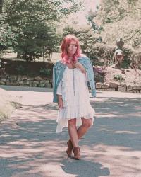 White Ruffle Front Dress & Fringe Ankle Boots: Open Mind, Open Heart