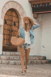 Shorts vaqueros y blusa blanca