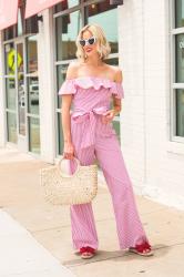 4th of July Red and White Striped Jumpsuit