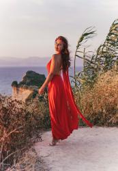 Cape Drastis Kerkyra Corfu & red maxi dress | Jedno z najpiękniejszych miejsc na Korfu